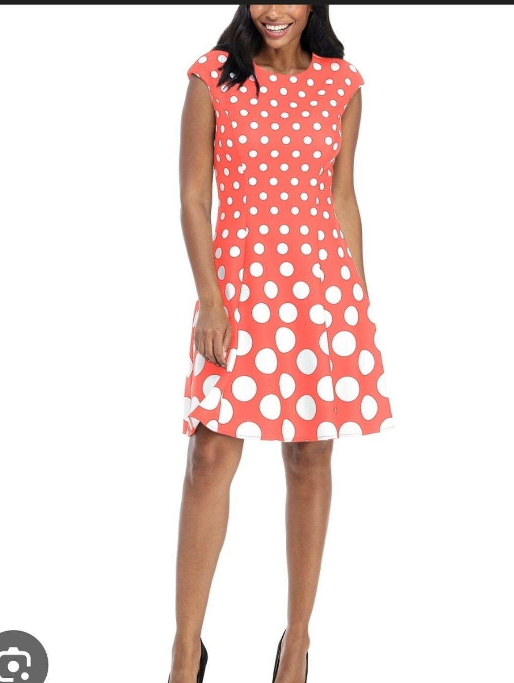 London Times Polka Dot Dress Women’s 22W Coral Pink White Sleeveless A-Line NWT